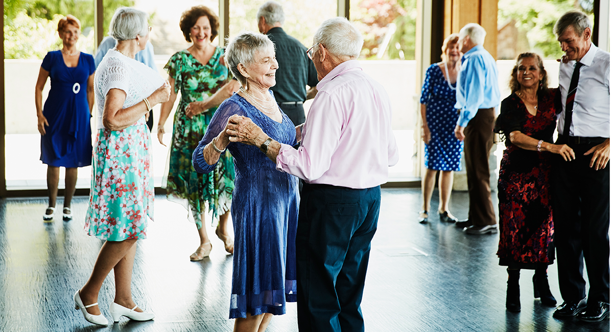 Couples participate in ballroom dancing, which can help agility.