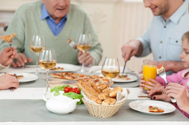 family eating dinner