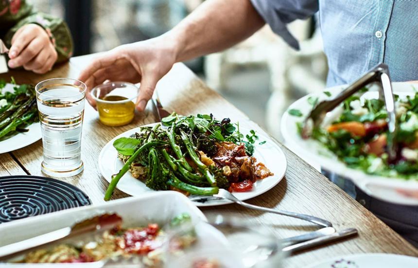 plate of Mediterranean greens and protein