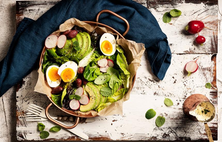 salad ingredients in a bowl ready to eat