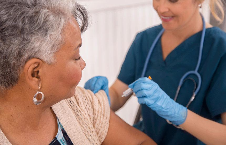 Woman getting a flu shot