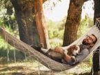 man relaxing on hammock