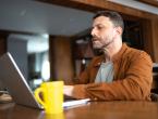 Man working at standing workstation